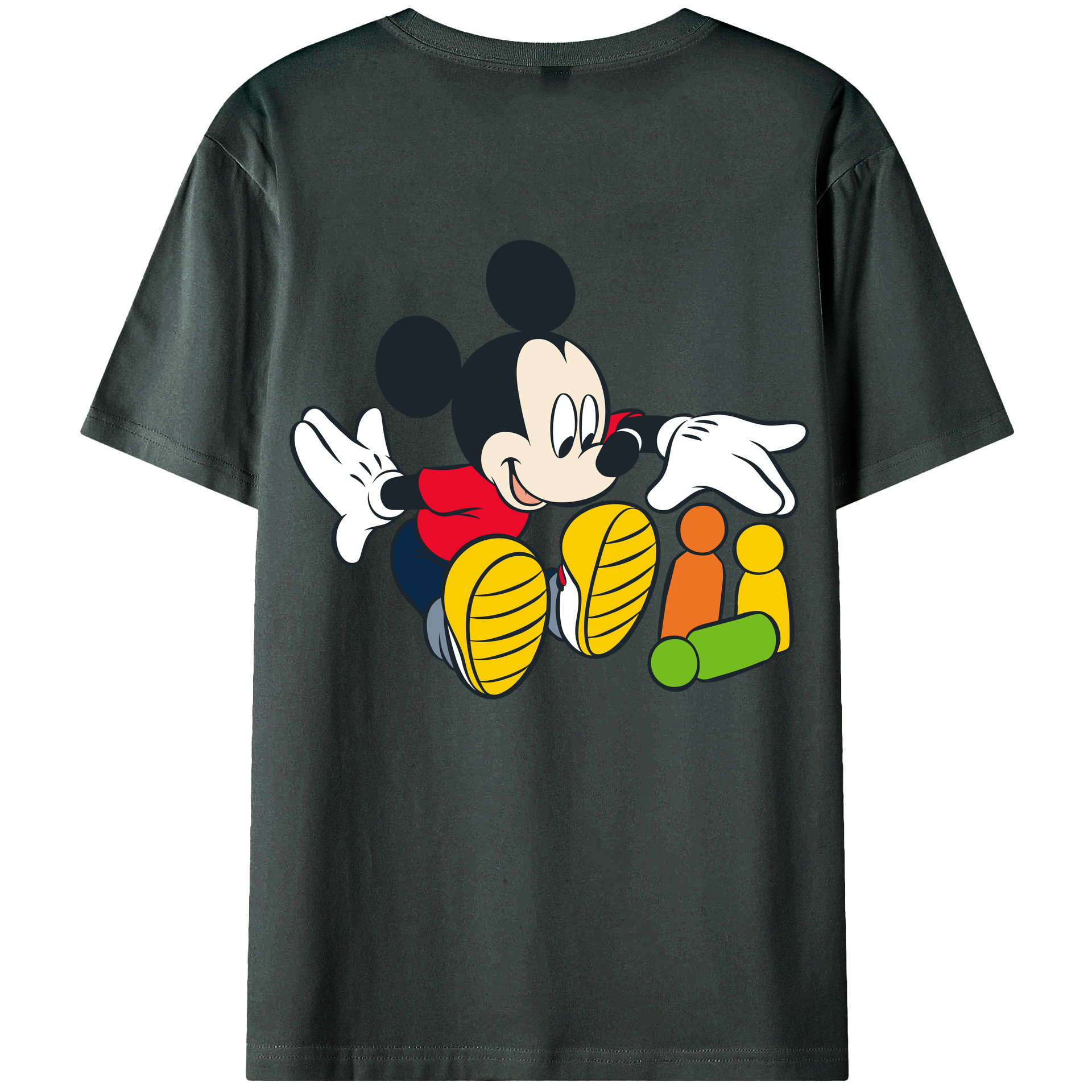 ミッキーマウス Mickey Mouse 綿100％ メンズ半袖Tシャツ（バックプリント） 通気性
